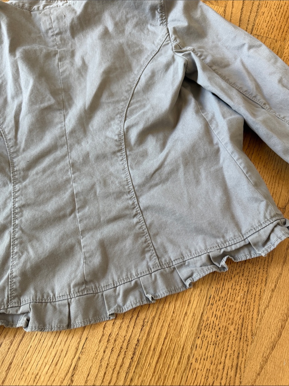 LOFT Pale Gray Ruffle Front Jacket - Picture 6 of 6